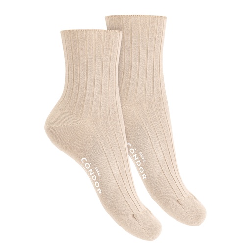 [20.70.2006-304-M] Womans Ribbbed Modal Sock W/O Elastic (304 Linen, M)