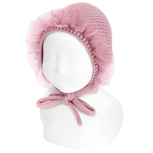 Sand Stitch Bonnet W/ Tulle Frill