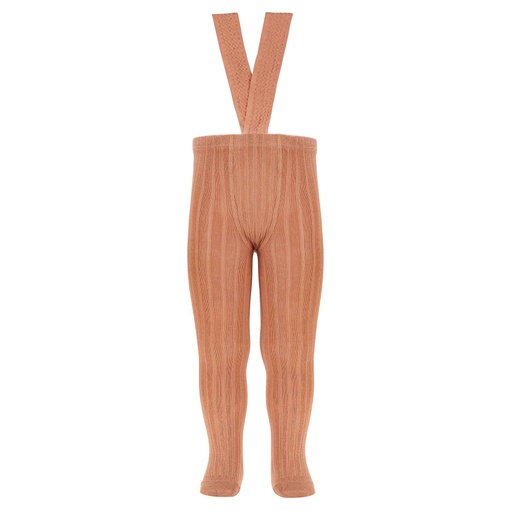 Ribbed Cotton Tights W/ Suspenders