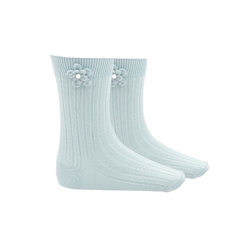 Ribbed Sock W/ Flower