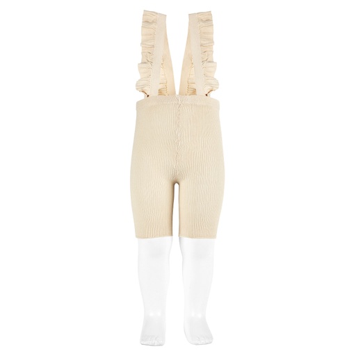 Thin Ribbed Short Tights W/ Ruffle Suspenders