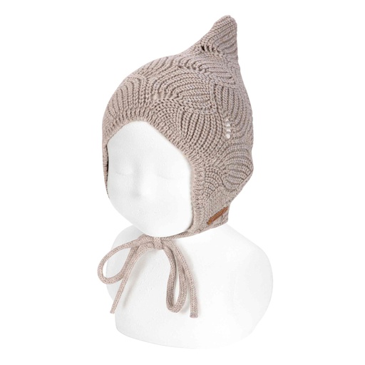 Wool Blend Braided Openwork Pixie Bonnet