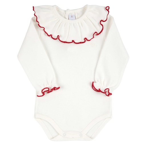 Color Trim Ruffle Collar Bodysuit