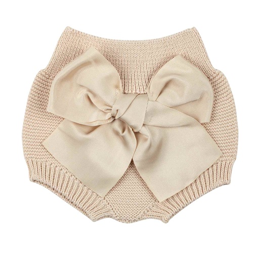 [55.934.010-304-12m] Garter Stitch Bloomer W/ Grosgrain Bow